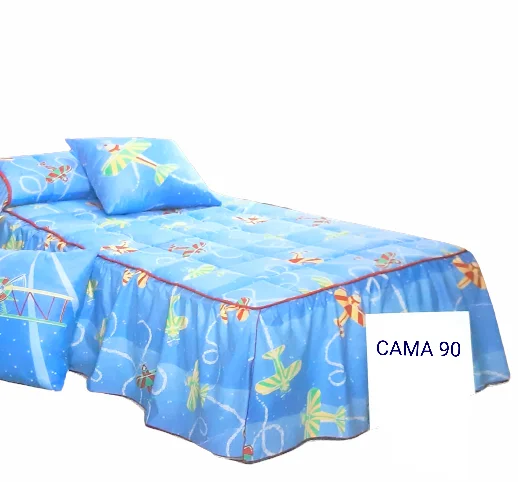 Colcha edredón azul aviones cama 80